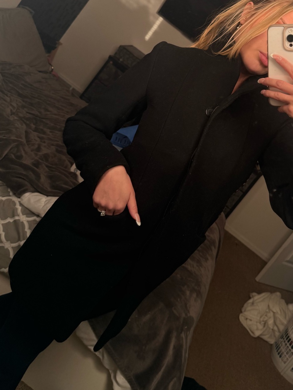 Aritzia Wilfred Cocoon Coat Black Wool Cashmere - Picture 5 of 5